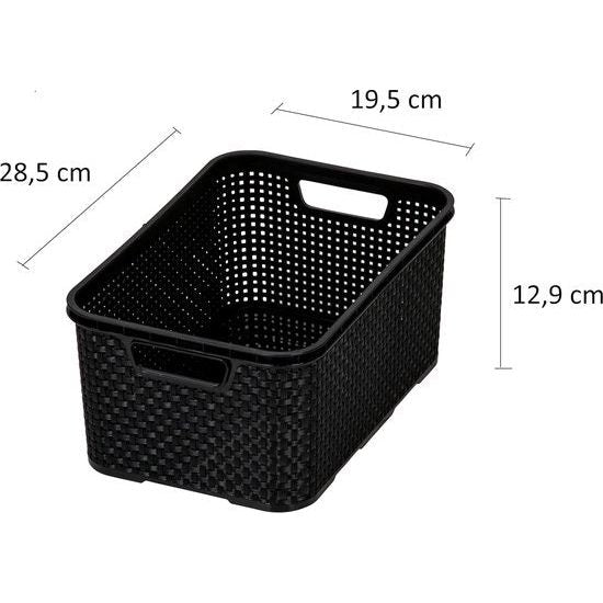 3-delige set, maat S (28,5 x 19,5 x 12,9 cm), 7 l, BPA-vrije kunststof (polypropeen), zwart, 3 stuks