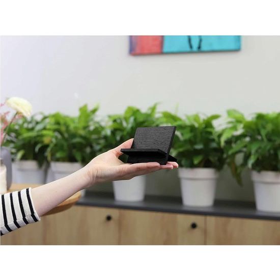 Kaarthouder voor bureau - Zwarte houten kleine kaarthouder, professionele bureau-visitekaartjesstandaard, houten naamkaarthouder, kantoor, opslag van visitekaartjeshouders