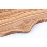 Olijfhout snijplank, houten plank, serveerplank, steakplank, kaasplank, olijfhout plank met sapgoot, natuurlijke snede ca. 2 cm dik (39-42 cm)