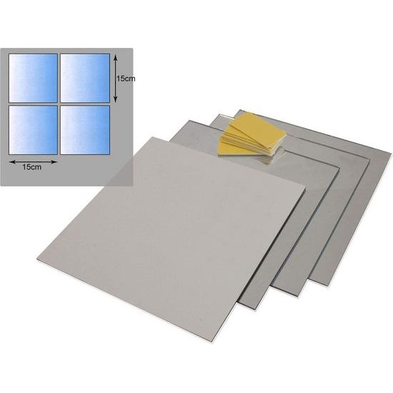 Set van 8 spiegeltegels 'Image 15' wanddecoratie helder spiegelend, ca. 15 x 15 cm