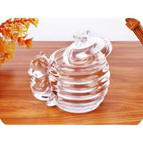 Glass Honey Jar 200ml with Lid for Bee Decoration and Little Bear Decorative Handle for Home Kitchen and Decoration Transparent Honey Pot