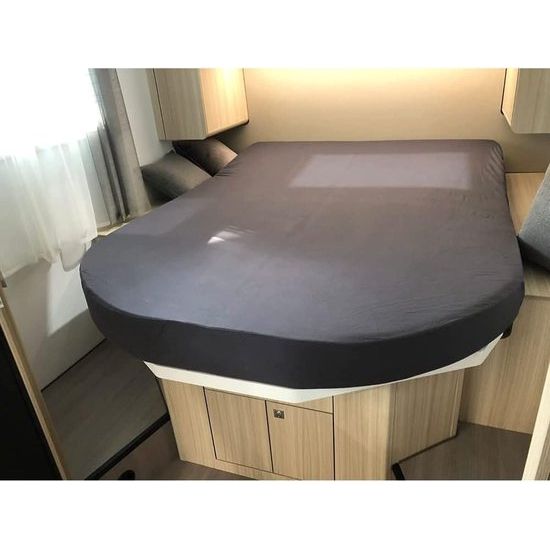 Queensize bed bedset van 2, 1 molleton, 1 hoeslaken antraciet (130-160 cm x 210 cm) voor caravan of caravan Oeko-TEX - 100% katoen