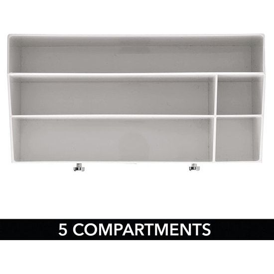 mDesign beauty organizer – make up organizer met 5 vakken en 2 lades voor make-up, nagellak en beautyproducten – de ideale make up opslag – lichtgrijs en transparant