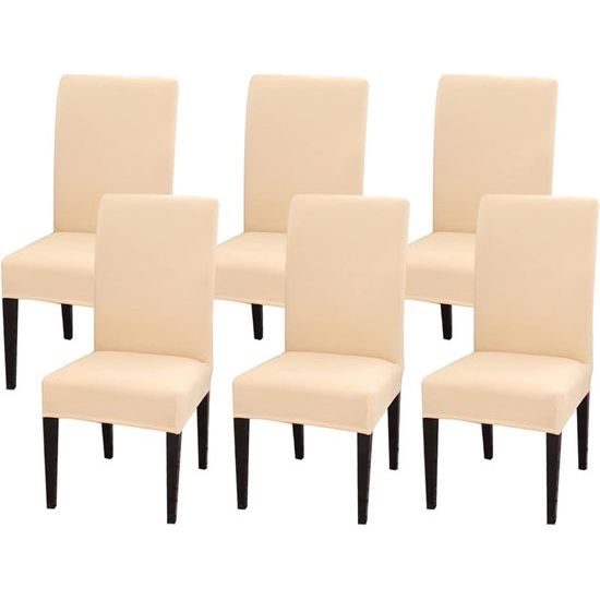 Stoelhoezen, set van 6 stoelhoezen, elastische hoezen voor stoelen, schommelstoelen, stretch stoelhoezen voor eetkamer, stoel, bruiloft, feesten, banket (beige)