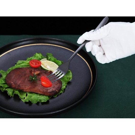 Zwarte Tafelvorken, 6 Stuks, Roestvrij Staal, 8 Inch Vorken, Bestekset, Dessertvorken, Tafelvorken, Saladevorken voor Thuis, Keuken of Restaurant, Vaatwasmachinebestendig