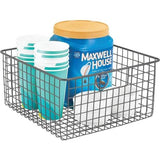Multifunctionele mand van metaaldraad – flexibele opbergmand voor de keuken, voorraadkamer enz. – compacte en universele draadmand met handgrepen – grijs
