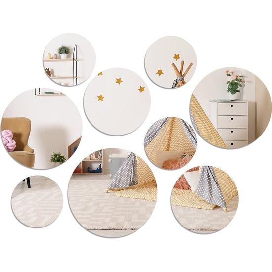 Spiegelstickers, ronde spiegeltegels, tegelspiegel, zelfklevend, zelfklevend, wanddecoratie, kleine wandspiegel, acryl spiegel, muursticker voor badkamer, keuken, woonkamer, 9 stuks