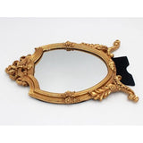 Decoratieve wandspiegel met antiek gouden harsen frame, make-upspiegel, tafelspiegel voor slaapkamer, woonkamer, dressoirdecoratie. Afmetingen: 8,5 inch breed x 13 inch lang.