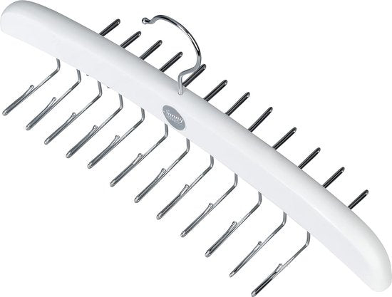 Houten kleerhangers, dassenhouder met geschenkdoos, kastorganizer, opbergen voor stropdassen, sjaals, doeken, ruimtebesparend (wit)