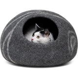 Kattenmand Cave - Milieuvriendelijke bedden van 100% merinowol voor katten en kittens (M, donkergrijs)