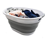 Opvouwbare kunststof wasmand, 32 liter, opvouwbare pop-up opbergbak/organizer, versleepbare wasmand, ruimtebesparende wasmand, waterinhoud: 24 l, wit/grijs