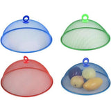 Netafdekking voor levensmiddelen, 3 stuks voedselafdekking buiten, voedselafdekking voor levensmiddelen, voedselafdekking mesh met handvat, voor keuken, picknick (3 kleuren)