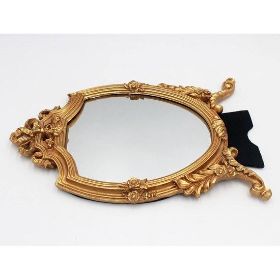 Decoratieve wandspiegel antiek goud hars frame make-upspiegel tafelspiegel slaapkamer woonkamer dressoir decor 8,5 "W x 13" L