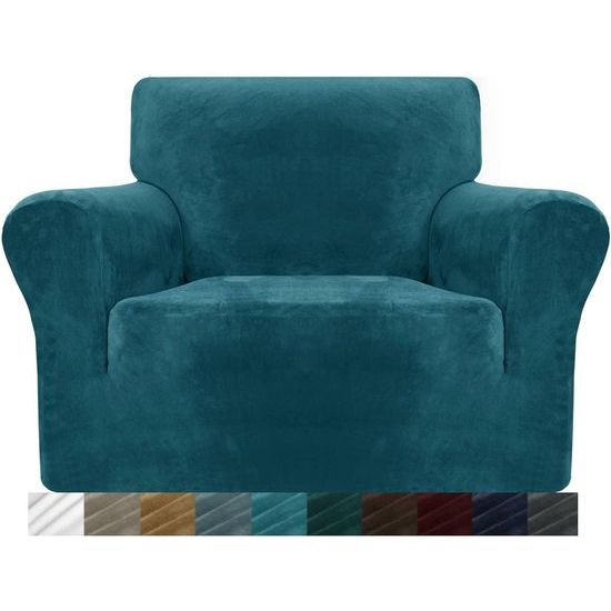 Dikke fluwelen stoelhoezen voor fauteuil, stretch, antislip bankovertrek, 1-zits, honden, katten, huisdieren, woonkamer, 1-delige bankbeschermer, stoelhoes (1-zits, zwartgroen