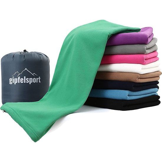 Microvezel fleece deken met slaapzakfunctie, afmetingen 185 x 150 cm, ca. 690 g, microvezel campingdekenslaapzak, licht, klein, rechthoekig