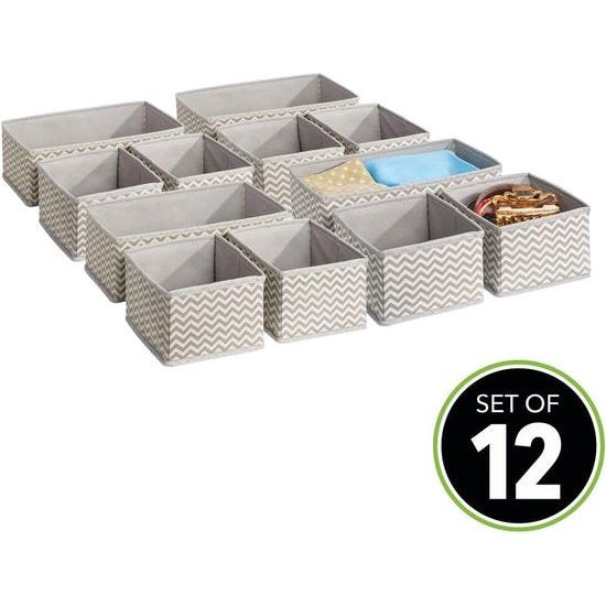 Opbergdoos, bijpassende stoffen doos voor sokken, kleding, leggings enz., grote organizer met lades voor slaap- en kinderkamers, taupe/natuurlijk wit