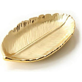 Golden Leaf Shaped Kleine keramische sieraden ring snack dessert serveerbord halsketting armbandhouder lade organizer - klein bladgoud