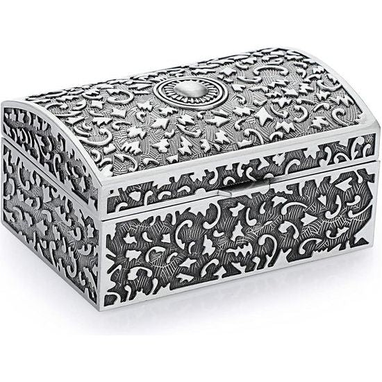 Rechthoekige sieradendoos, metalen sieradendoos, sieradendoos, sieradendoos, rechthoekig, voor sieraden van vrouwen, ring, sieradenopslag, cadeau voor Moederdag en bruiloft, verjaardag