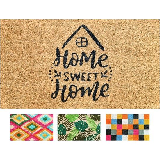 Voetmat kokos, vloermatten voor binnen en buiten, deurmat voor buiten, vuilvangmat binnen, kokosmat 40 x 70 x 1,5 cm (Sweet Home)