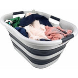 Wasmand, container, kunststof, 30 l, container, pop-up container/organizer, versleepbare container, voorraadcontainer (1, grijs/leigrijs)