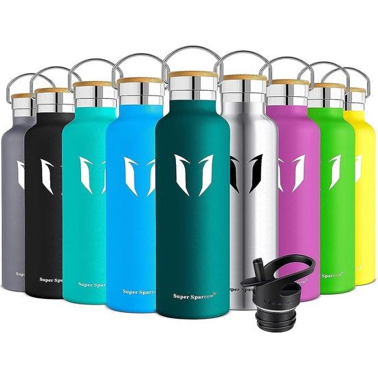 Drinkfles roestvrij staal - 350ml, 500ml, 620ml, 750ml, 1L - lekvrije thermosfles, BPA-vrije waterfles - koolzuurthermosfles voor kinderen, bubbels, sport, universiteit, school, fitness