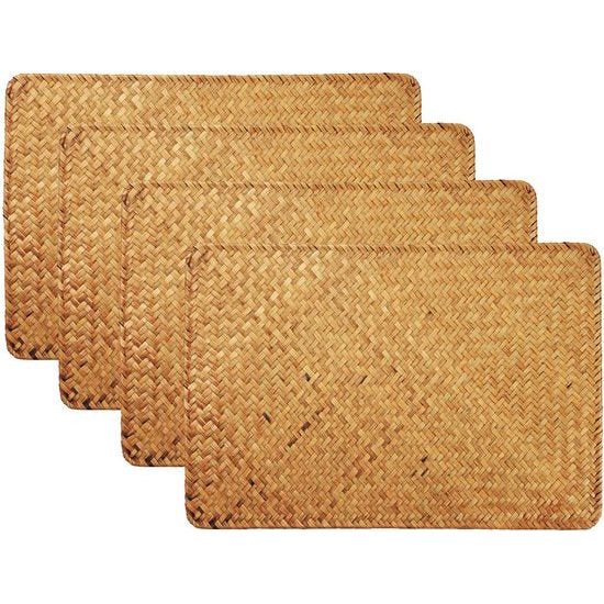 Placemats antislip zeegras rotan placemats eettafel hittebestendig geweven Kerstmis placemats isolatie (4 stuks)