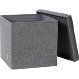 Premium kruk met opbergruimte - kruk van hoogwaardige stof - comfortabel en extra stabiel - grijs - 38 x 38 x 38 cm