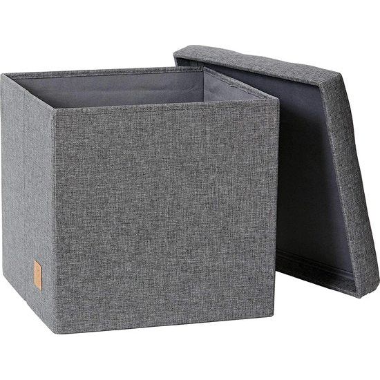 Premium kruk met opbergruimte - kruk van hoogwaardige stof - comfortabel en extra stabiel - grijs - 38 x 38 x 38 cm