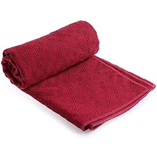 Yoga handdoek antislip - microvezel yogahanddoek sneldrogend - yoga handdoek antislip ideaal voor mat 183 x 61 cm - Claret Red