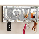 Home Sleutelhouder Zilver met 4 Kristallen Haken, Gespiegelde Sleutelopslag, Sleutelhaak Modern, Sleutelhouder Muur, Wanddecoratie, Hal