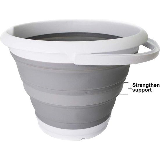 10L opvouwbare emmer - opvouwbare ronde kuip - draagbare plastic wateremmer - ruimtebesparende buitenwaterpot - kofferbakorganizer voor alle voertuigtypen (grijs, 1)