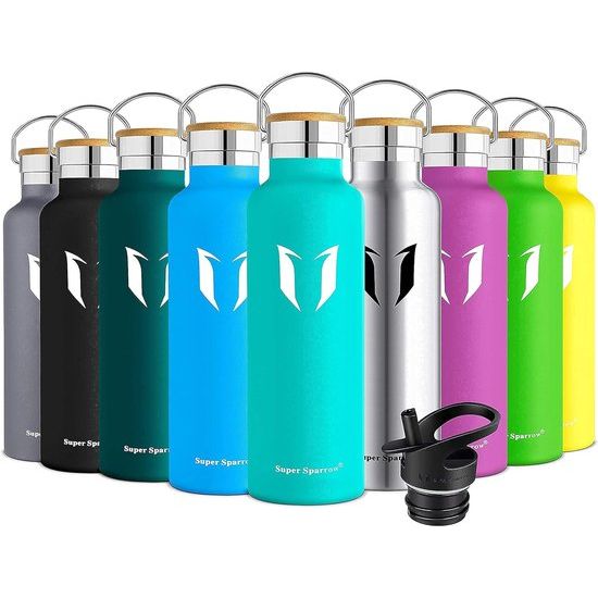 Roestvrijstalen waterfles, 350 ml, 500 ml, 620 ml, 750 ml, 1 l, lekvrij, BPA-vrij, koolzuurhoudende waterfles, thermosfles voor kinderen, sport, universiteit, school, fitness