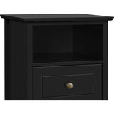 Nachtkastje nachtkastje met 2 laden en 1 open legplank, eenvoudige bijzettafel, boxspringbed, nachtkastje voor slaapkamer en woonkamer, zwart