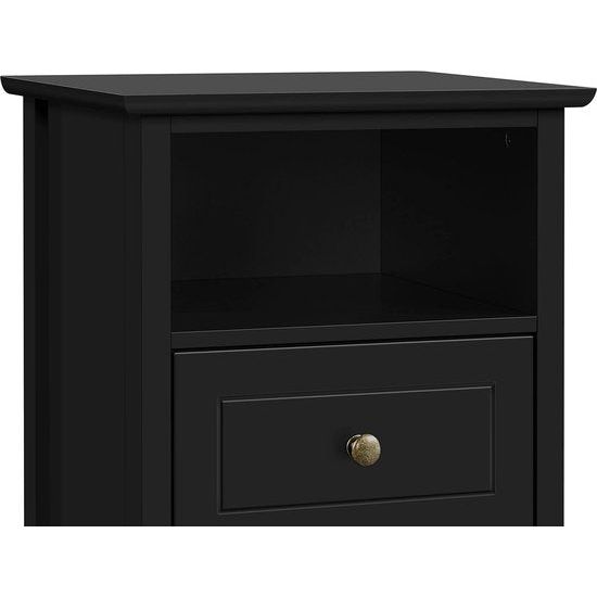 Nachtkastje nachtkastje met 2 laden en 1 open legplank, eenvoudige bijzettafel, boxspringbed, nachtkastje voor slaapkamer en woonkamer, zwart