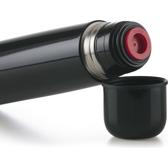 Thermosfles 500 ml, BPA-vrije thermoskan voor warm en koud, lekvrije thermosfles 500 ml, roestvrij staal, thermosfles met beker, thermoskan 500 ml, isoleerkan, zwart