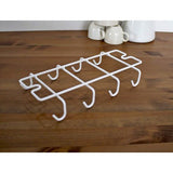 Haken voor kopjes bekerhouder kastopbergruimte voor 8 kopjes metalen haken om onder kasthouder op te hangen witte hanger haakstrip onder kast