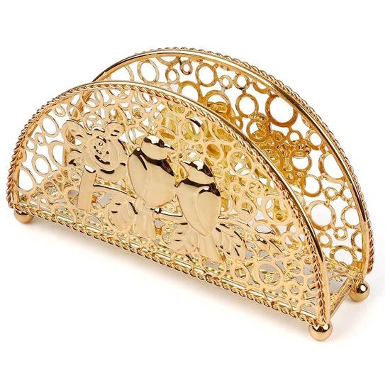 Metal Napkin Holder, Storage Box for Fabric with Different Grid Shapes, Gold Napkin Stand for Home, Table, Party, Wedding, Picnic