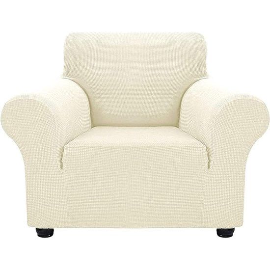 Bankhoes 1-zits - Stoel Sofa Cover - Elastic Stretch Spandex Hoes - Antislip Wasbare Protector en Cover met armleuningen - Beige