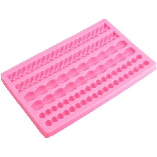 Fondantvormen 3d diy Silicone Mould DIY Silicone Mould Cake Fondant Mould Baroque Silicone Mould Silicone Knitting Rope Beads Fondant Mould Voor het versieren van Cakes, Cupcakes, chocolade (roze)