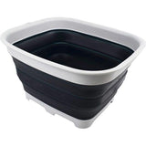 Foldable bowl of 15 liters with drain plug - Foldable sink - Portable dish basin - Space-saving kitchen rack (gray/slate gray)