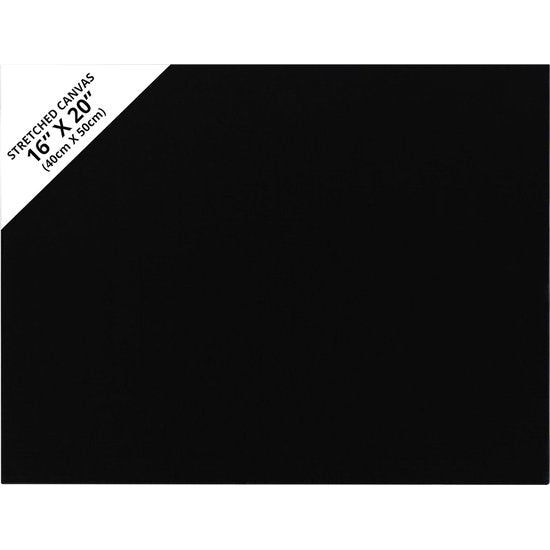 4 stuks lege zwarte doeken om te beschilderen, 40 x 50 cm, voorgespannen groot canvas, zwart canvas voor acrylverf, olieverfschilderijen, schetsen en tekeningen