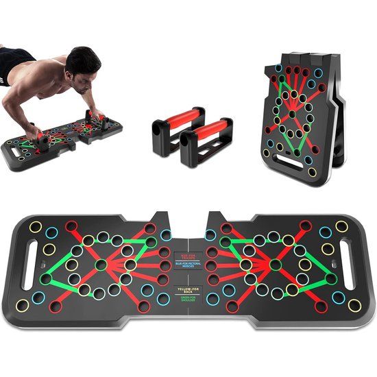 Opvouwbaar 41-in-1 push-up board met teller, brede push-upplank met handgreep voor spiertraining en krachttraining, 41 combiposities