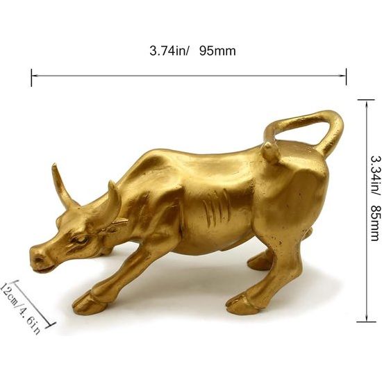 Woondecoratie Gouden koperen stier (Feng Shui) vertegenwoordigt geluk van levensrijkdom, koperen stierbeeldje stierstandbeeld