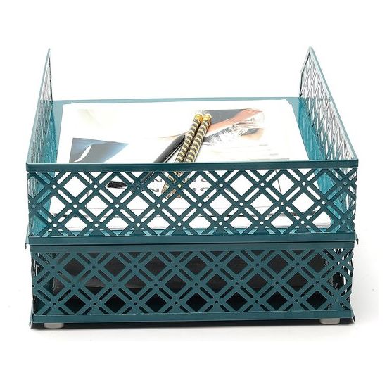 Brievenbakken, 2 stuks stapelbare papiersorteerder/bureau-organizer/dossierbak voor bureau, metalen archiefrek van gaas, kantoor, school, thuisstudie
