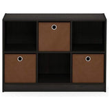 Basisboekenkast met 6 vakken en 3 planken, eiken, espresso/bruin, 30,23 x 30,23 x 59,94 cm