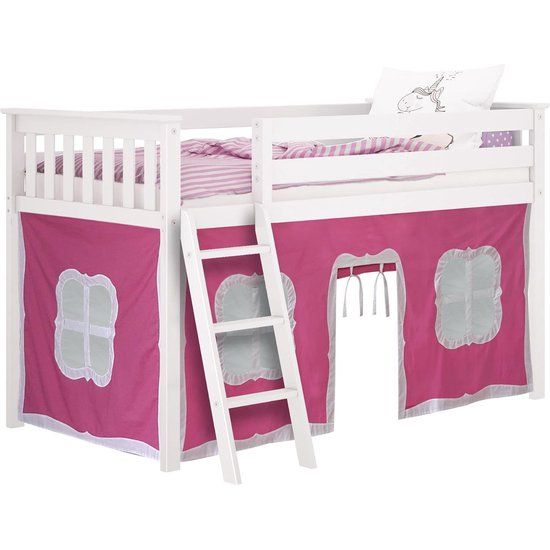 Gordijn, stof, roze en wit