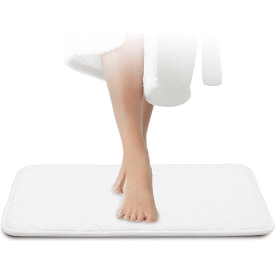 Badkamertapijt, wit, onderhoudsvriendelijke badmat, traagschuim, extreem absorberend badtapijt, antislip, wasbaar, 40 x 60 cm
