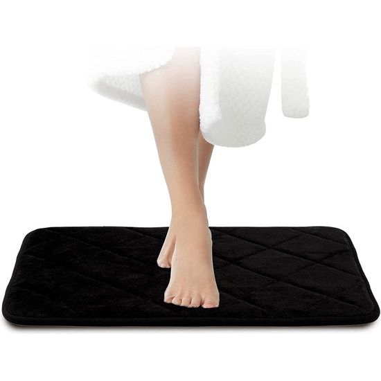 Badkamertapijt zwart 40 x 60 cm, onderhoudsvriendelijke traagschuim badmat, extreem absorberende badmat, douchemat, antislip wasbaar, badkamertapijt