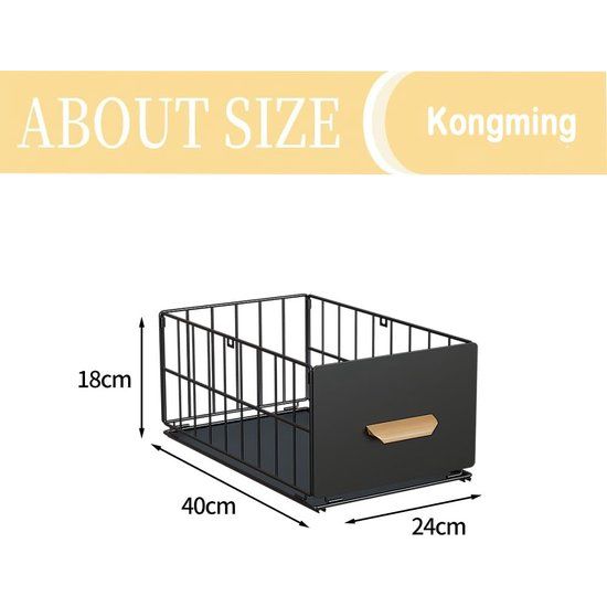 1 stuk telescopische lade, uittrekbare kastorganizer, uittrekbare keukenlade voor keukenkasten, uittrekbare lade (24 cm B x 40 cm D x 18 cm H), boren en spijkeren niet nodig
