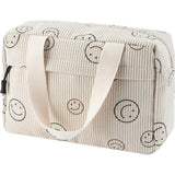 Toilettas Koord Dames Grote Cosmetische Tas Koord Make-up Tas Koord Cosmetische Tas met Glimlach Corduroy Cosmetische Tas Reizen Cosmetische Tas voor Reizen Meisjes Dames, BEIGE-B